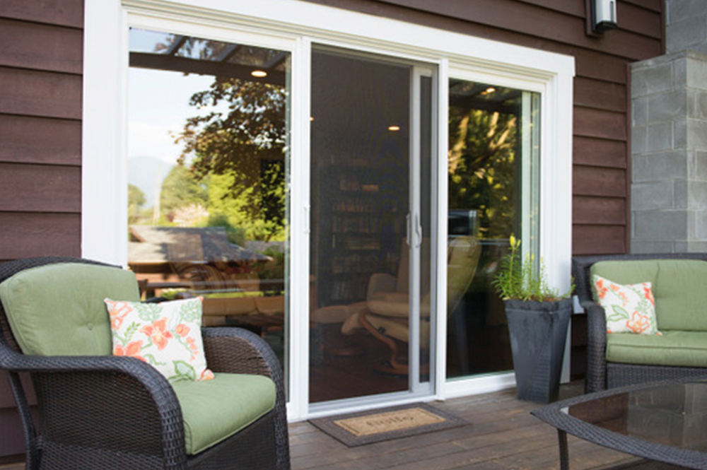 Interior view of retractable screen on large sliding door